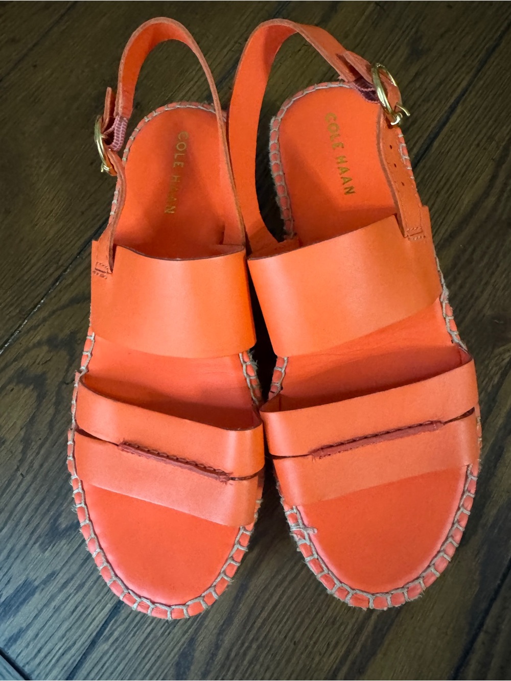 Cole Haan Orange Leather Slingback Sandals, 8.5, Excellent Condition
